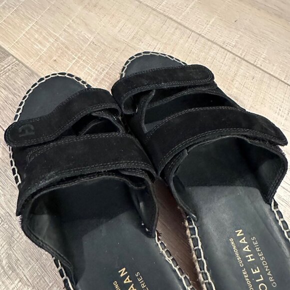 Cole Haan Grandseries Cloudfeel Cushioning Black Suede Espadrille Sandals 6.5 - Picture 9 of 11